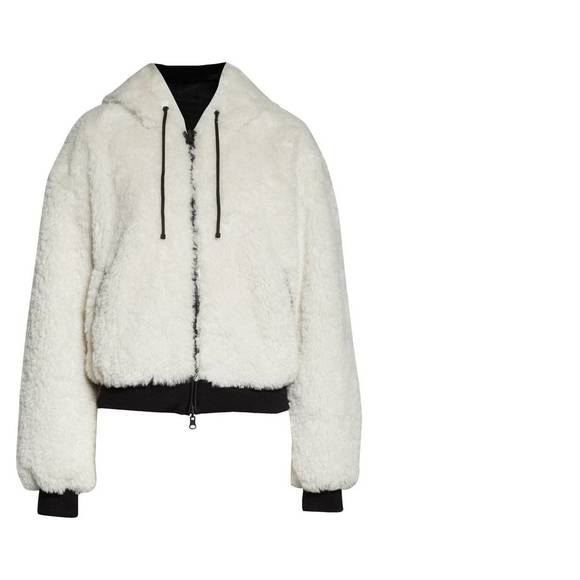 NWT BLANC NOIR LUXE FAUX SHEARLING HOODIE in WHISPER WHITE - Picture 3 of 3